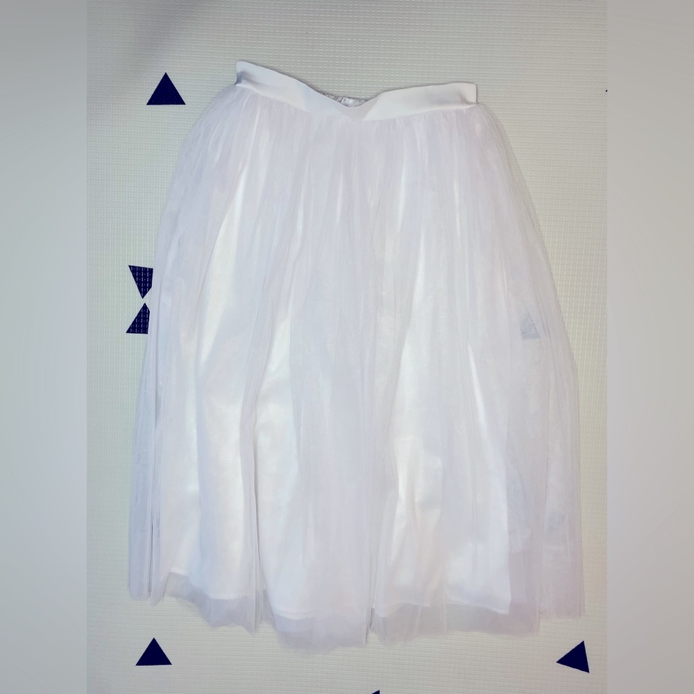 White tule ankle length skirt with slip